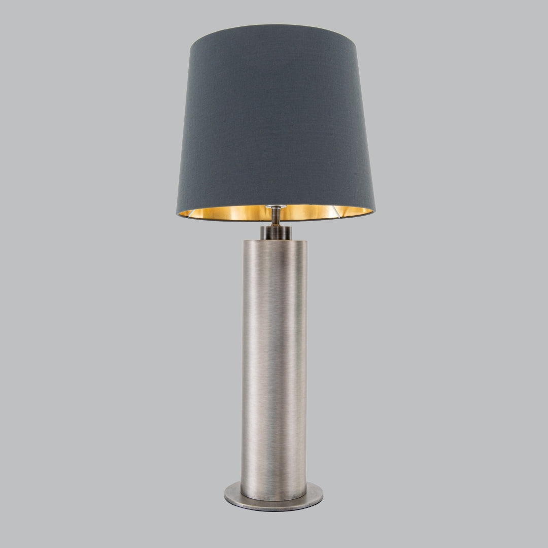 Veya Brushed Grey Metal Table Lamp with Charcoal Shade