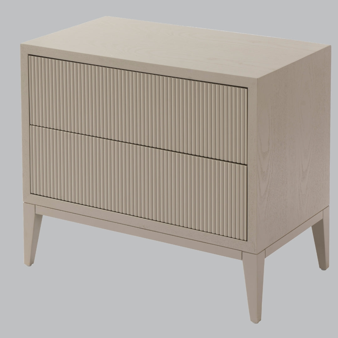 Elyssia Wood Veneer 2 Drawer Wide Bedside Table