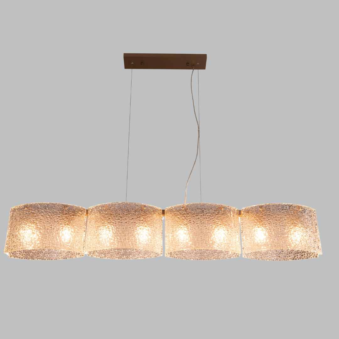 Aven Brushed Bronze and Glass Long Chandelier