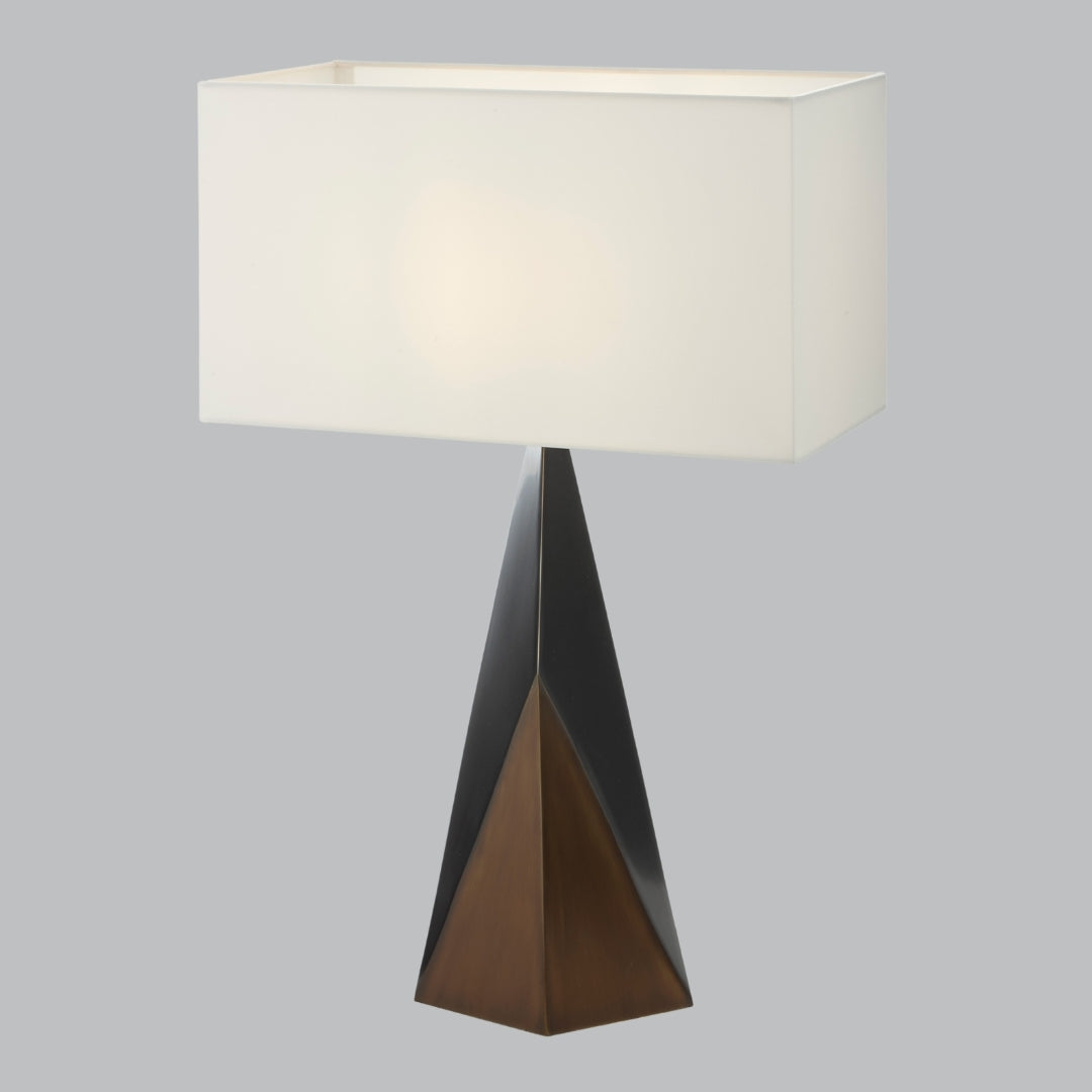 Omber Antique Brass Table Lamp with Off-White Shade