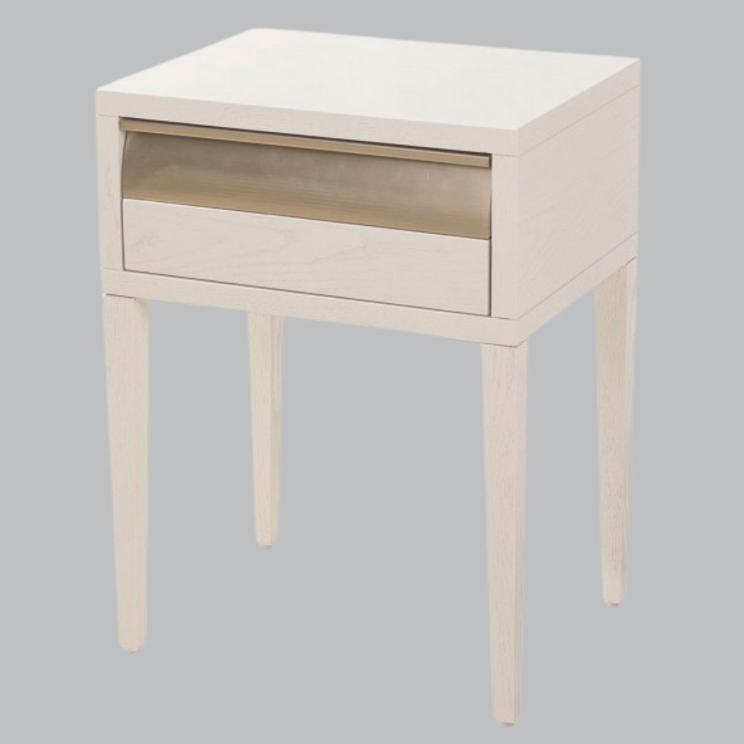 Elda White and Brass Single Drawer Bedside Table