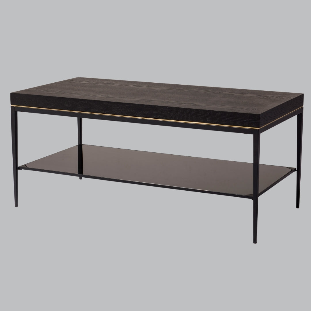 Trent Matt Black Veneer and Glass Coffee Table