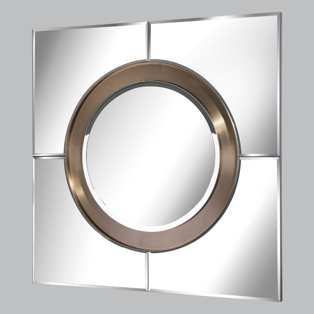Nelo Brass and Silver Geometric Wall Mirror