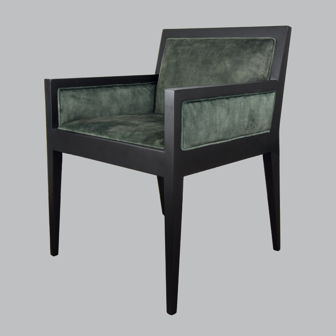 Velora Green Velvet and Black Wood Frame Chair