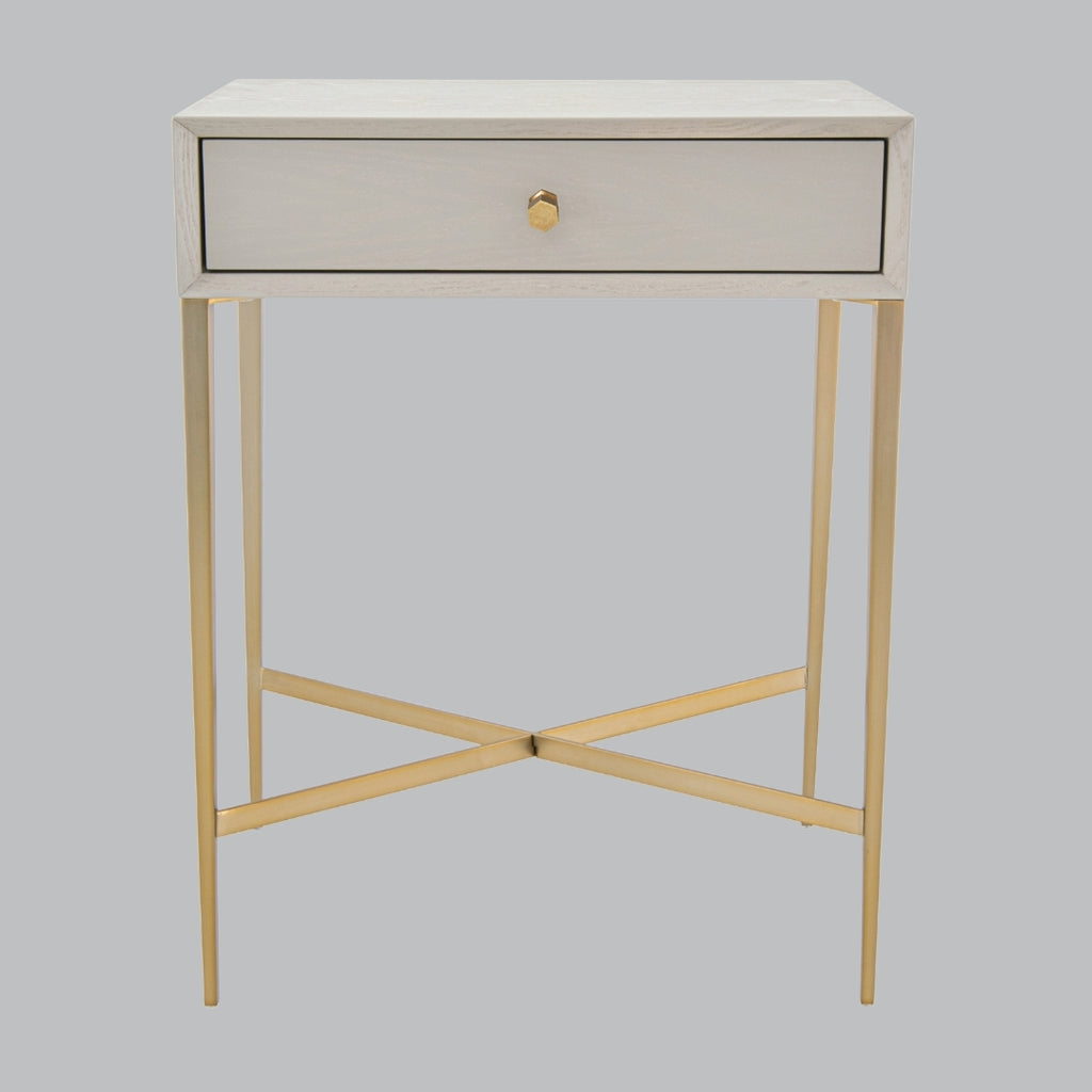 Cove Antique Brass Single Drawer Side Table
