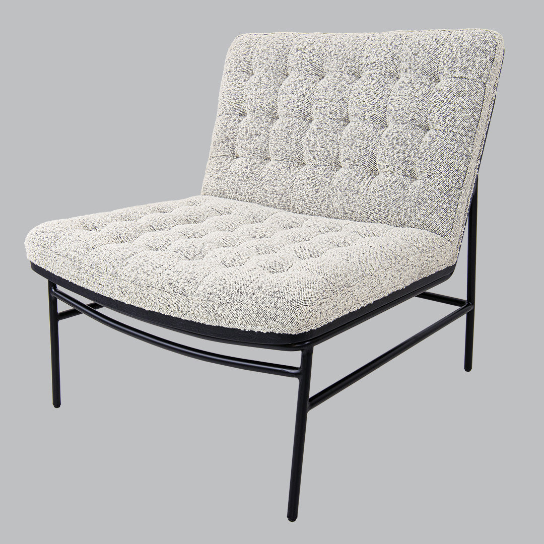 Celara Natural Boucle and Black Frame Accent Chair