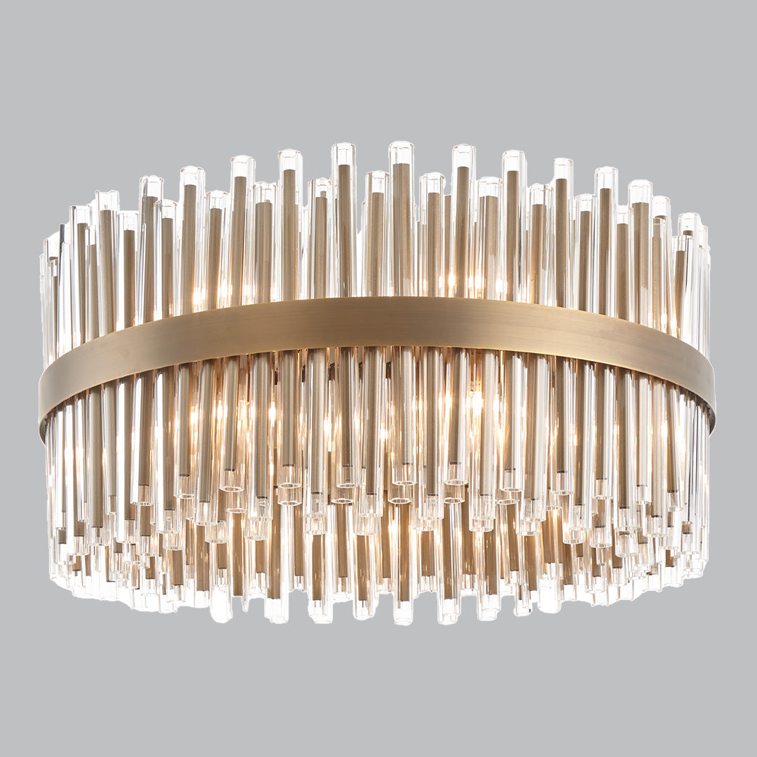 Rilo Antique Brass and Glass Circular Chandelier 80cm