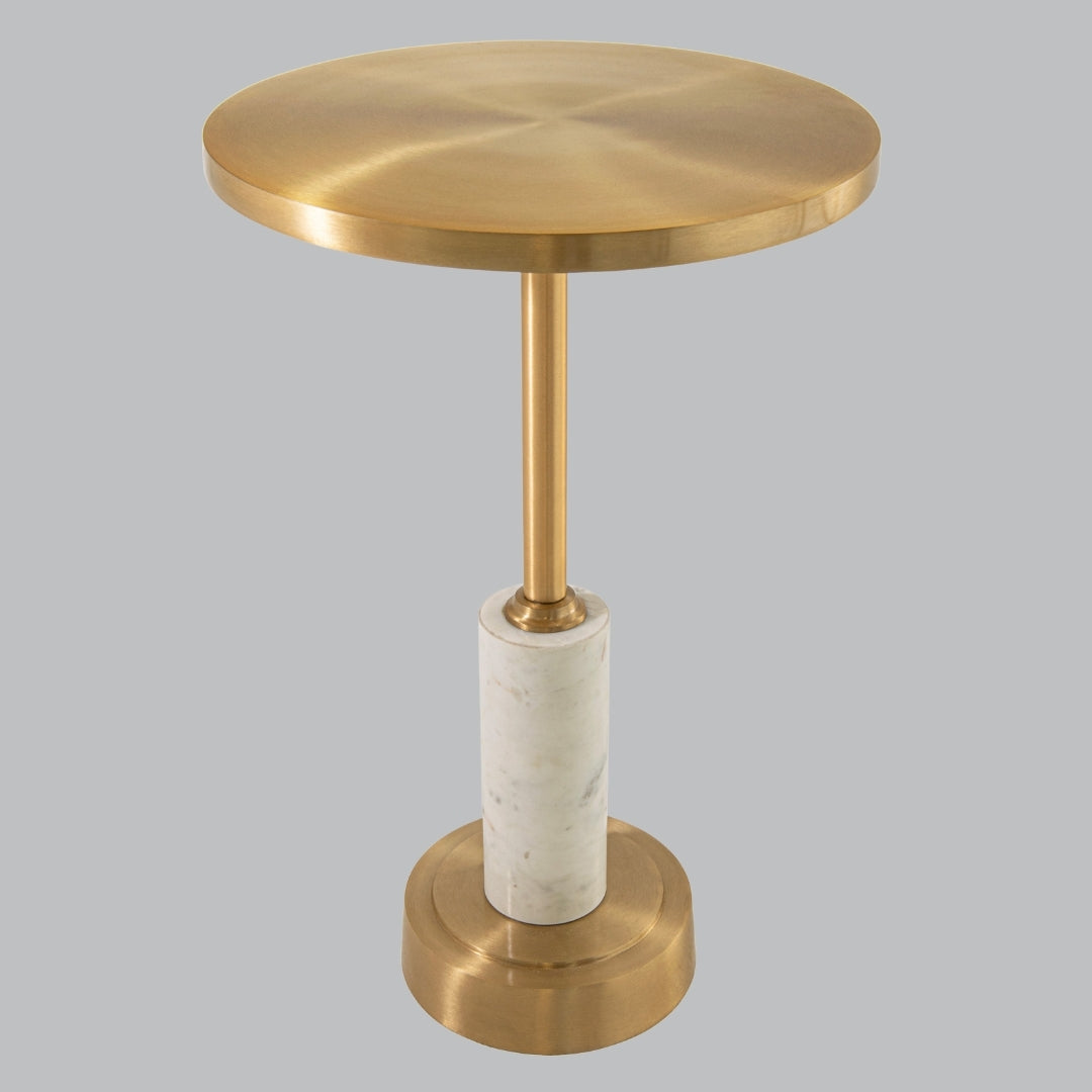 Faye White Marble and Brushed Gold Side Table
