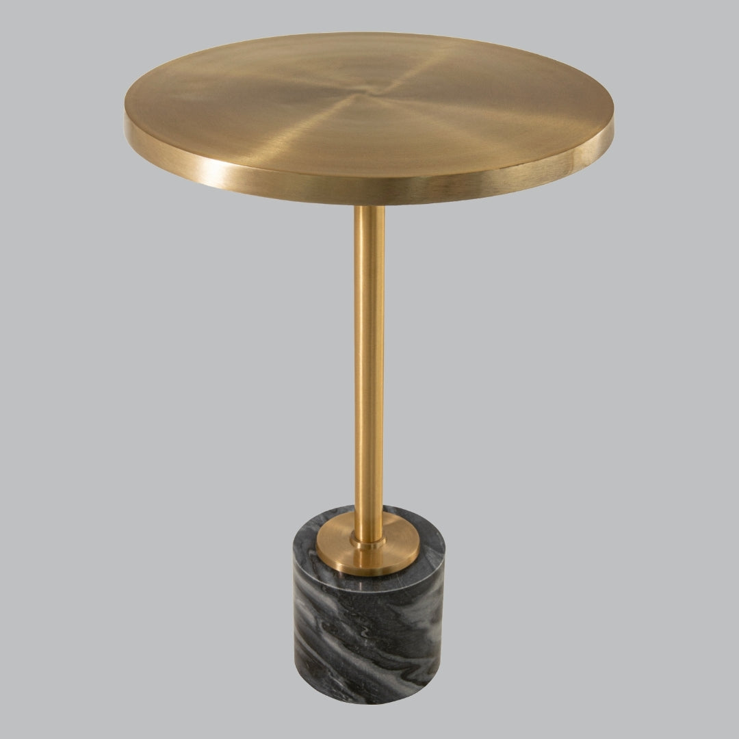 Zena Black Marble and Brushed Gold Side Table
