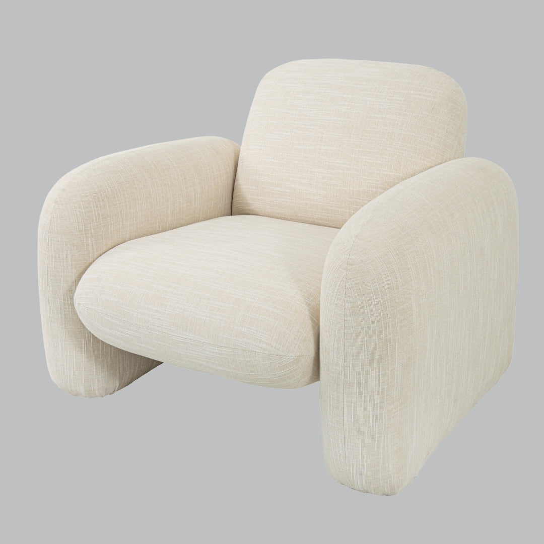 Lysa Cream Fabric Curved Modern Armchair