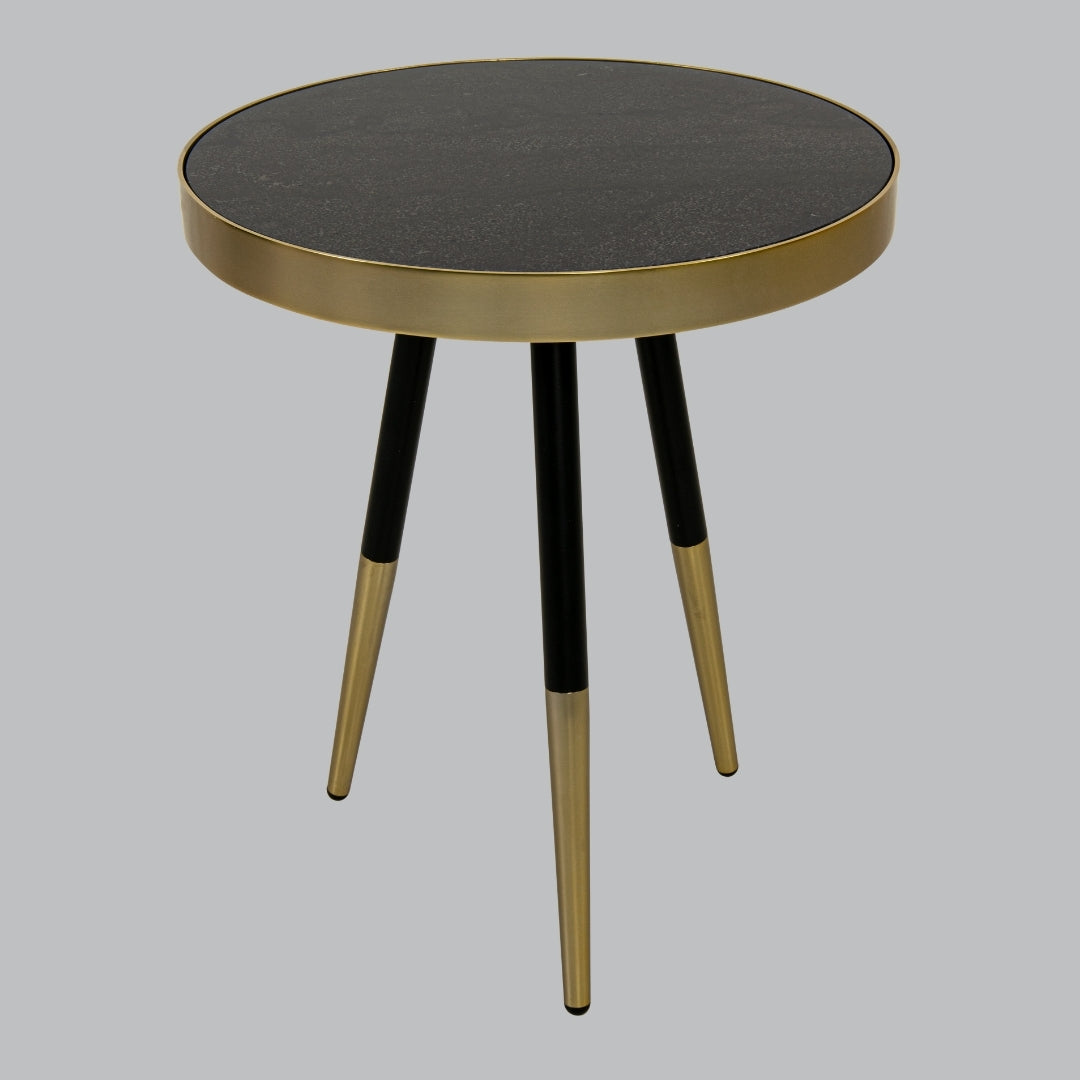 Nova Black Marble and Brass Side Table, 48cm