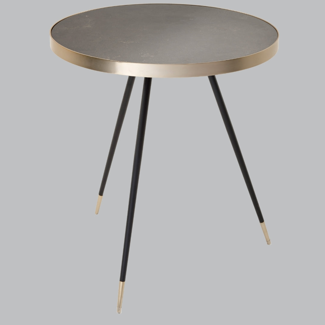 Nova Black Marble and Brass Side Table, 60 cm
