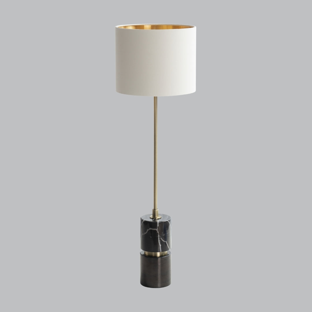 Vico Black Marble and Brass Table Lamp with Opal Shade