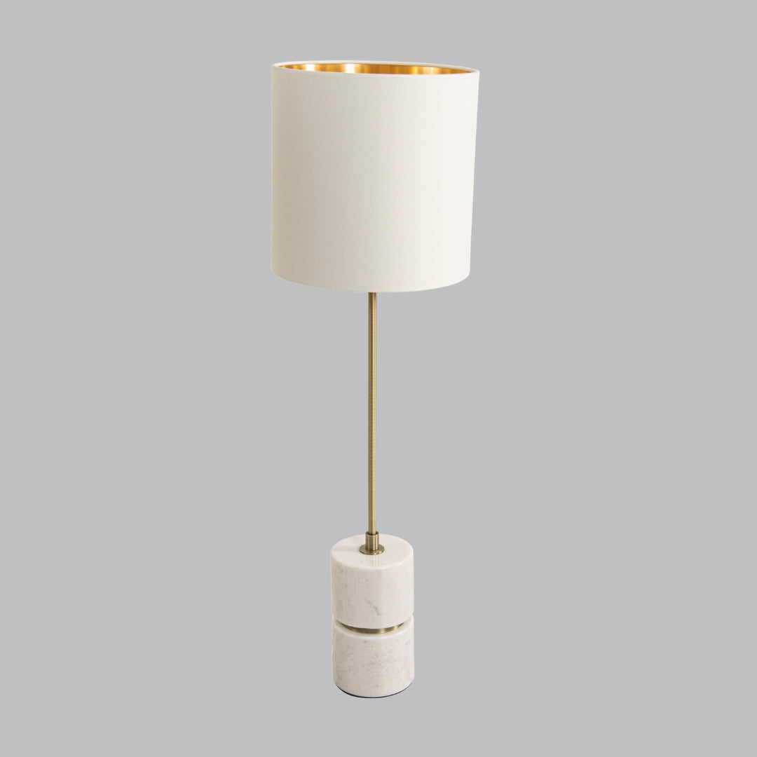 Vico White Marble and Brass Table Lamp with Opal Shade