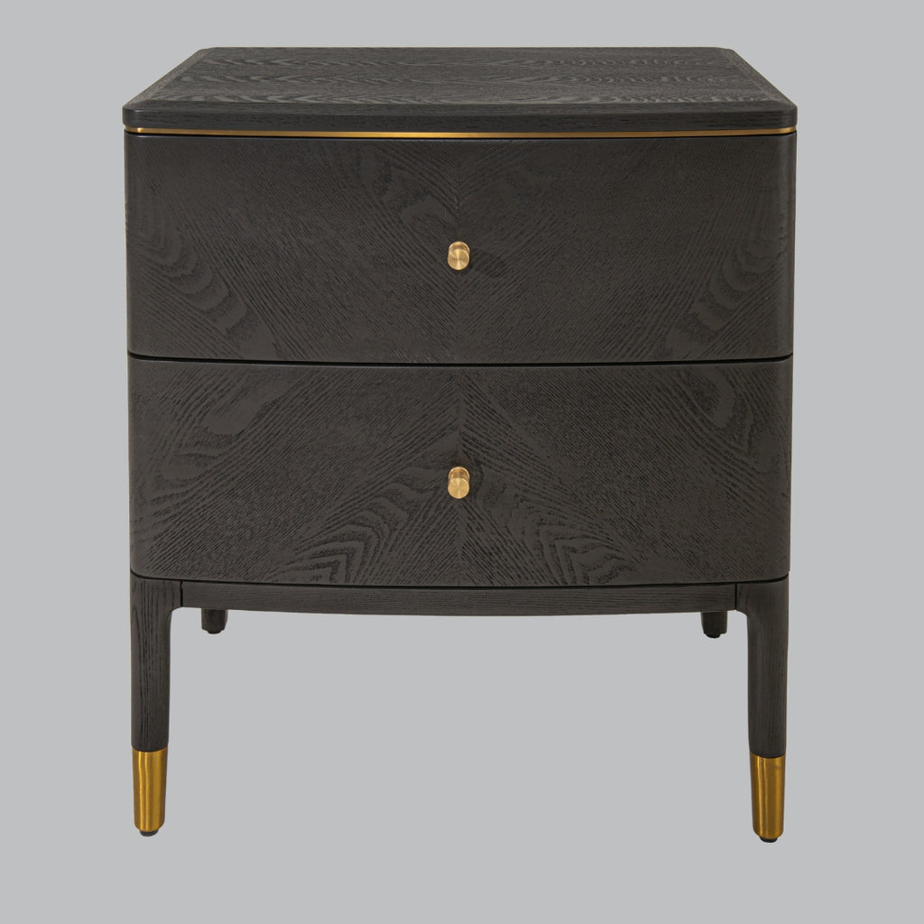 Neris Antique Brass 2 Drawer Side Table