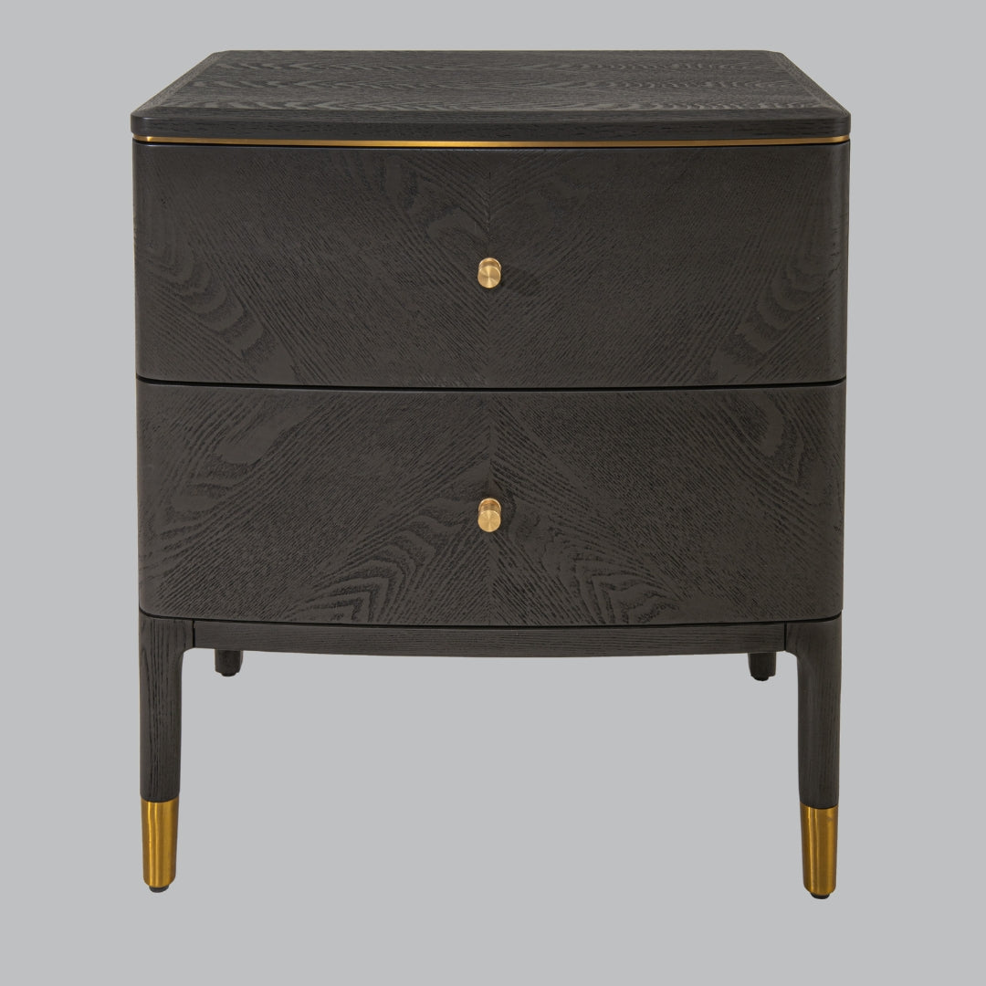 Neris Antique Brass 2 Drawer Side Table