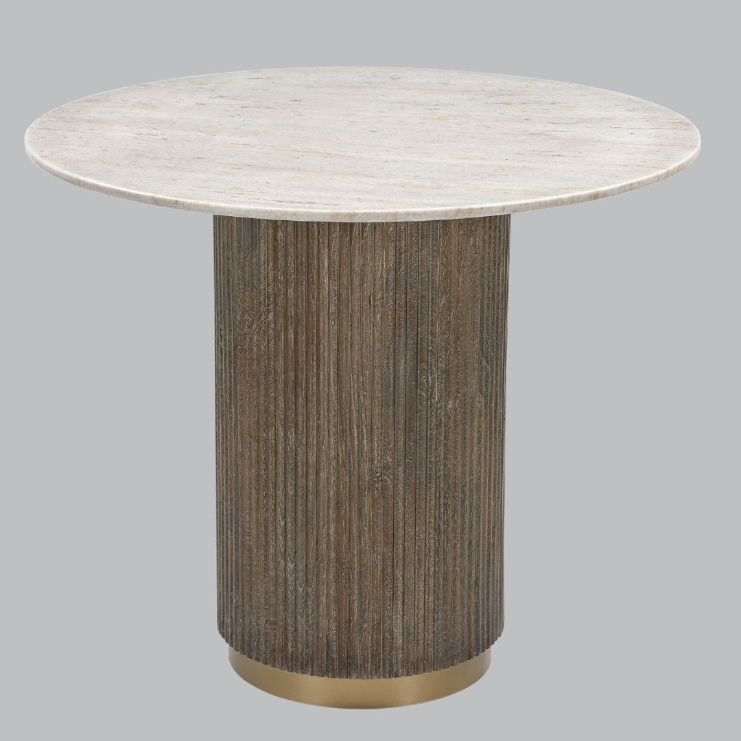 Nell White Marble and Wood Dining Table