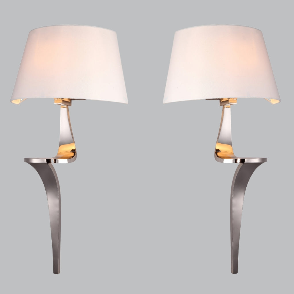 Levon Metal Swirl Wall Lamp Pair with Fabric Shades
