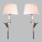 Levon Metal Swirl Wall Lamp Pair with Fabric Shades