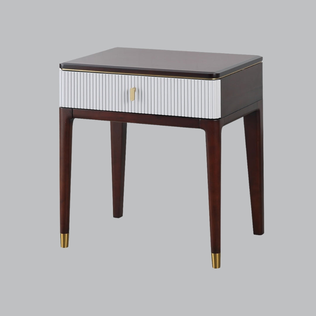 Remi Brown and Off-White Single Drawer Side Table
