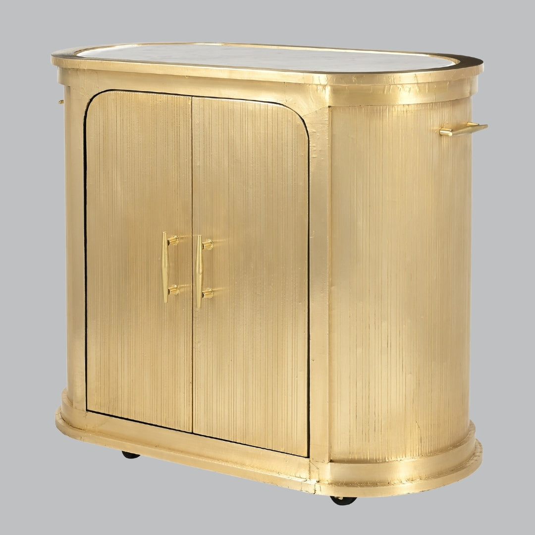 Demi Gold and White Marble 2-Door Trolley