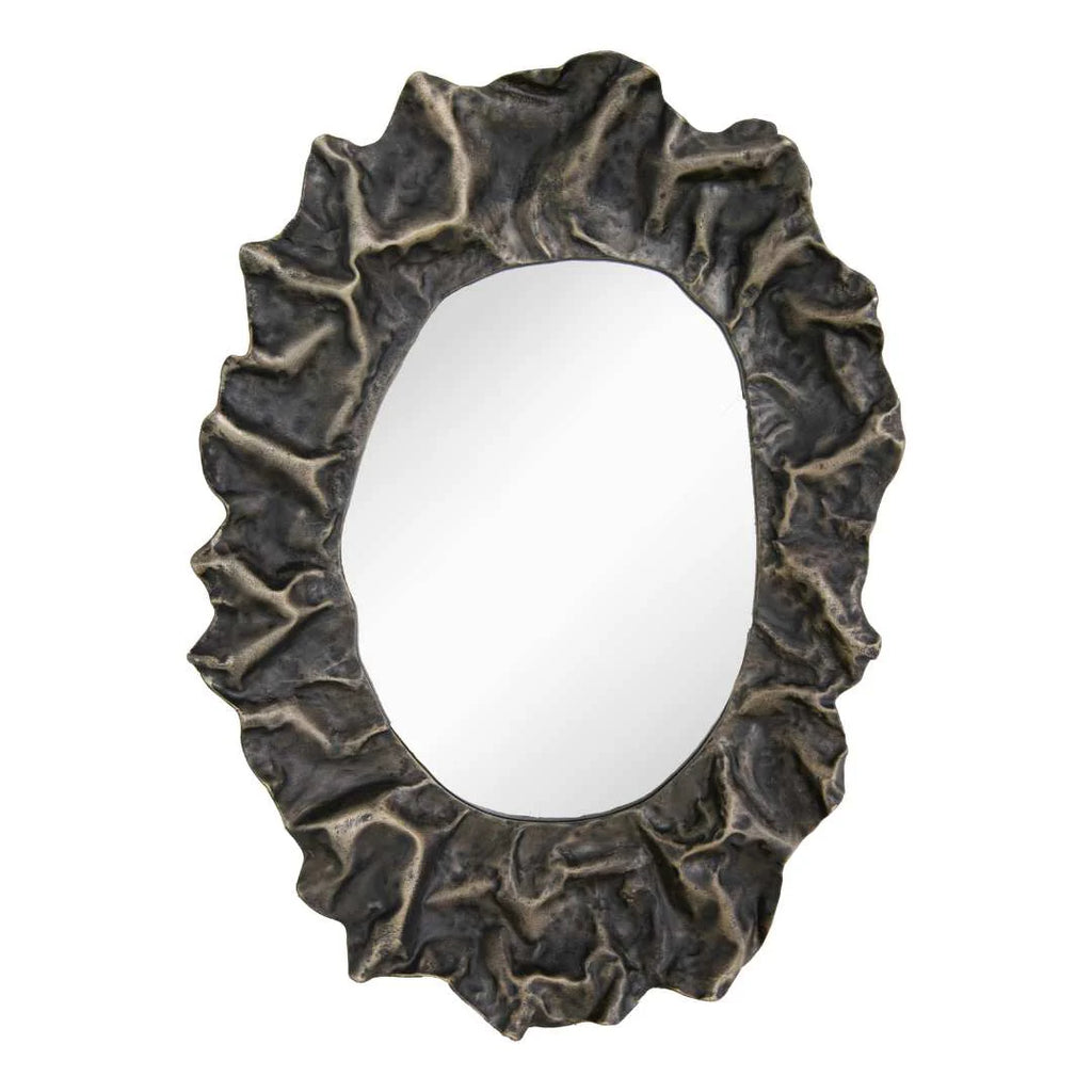 Rian Distressed Gold Round Wall Mirror