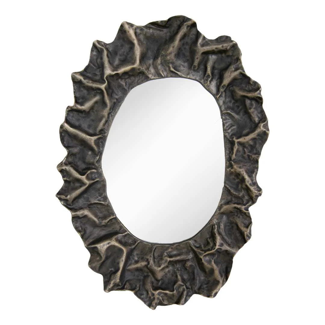 Rian Distressed Gold Round Wall Mirror