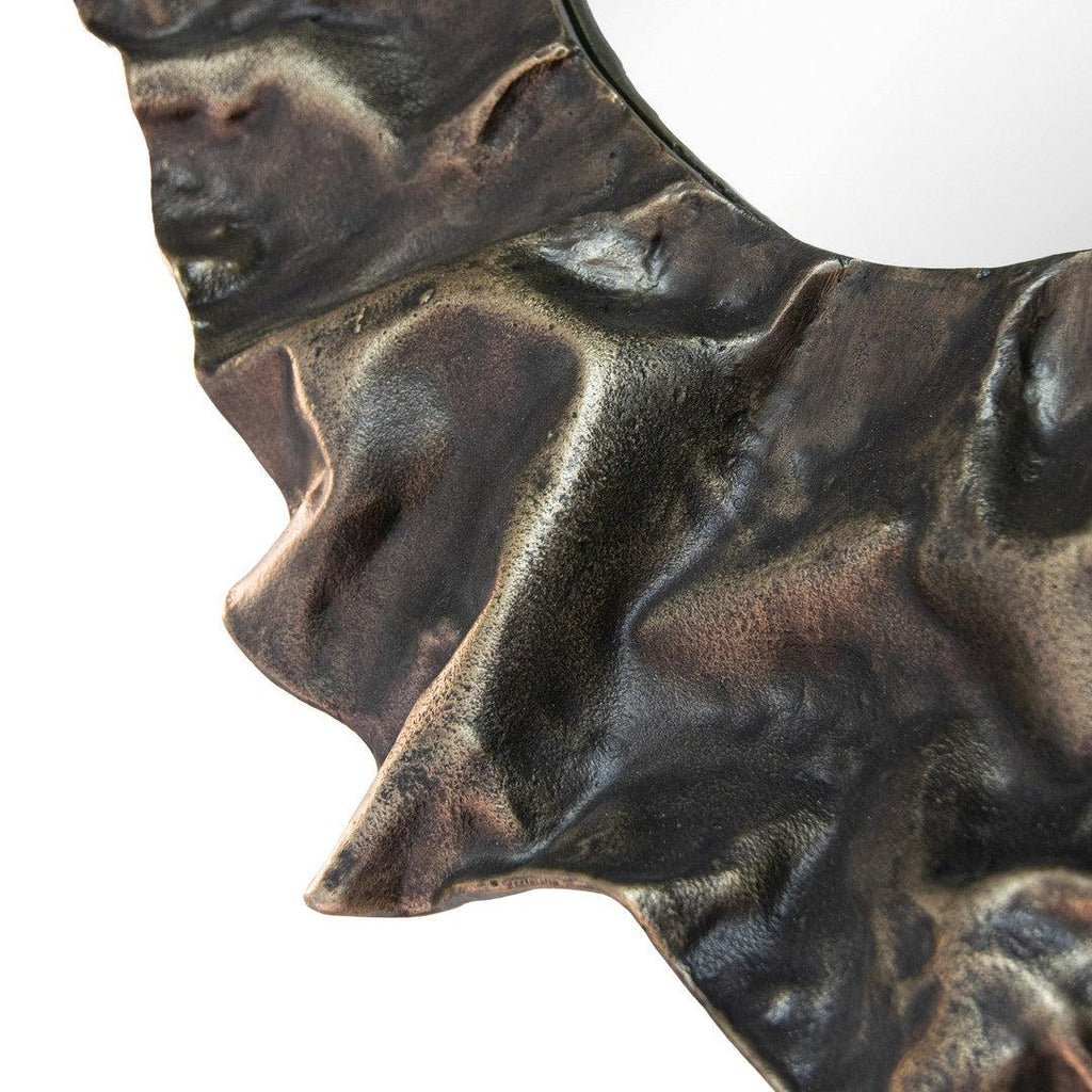 Rian Distressed Gold Round Wall Mirror