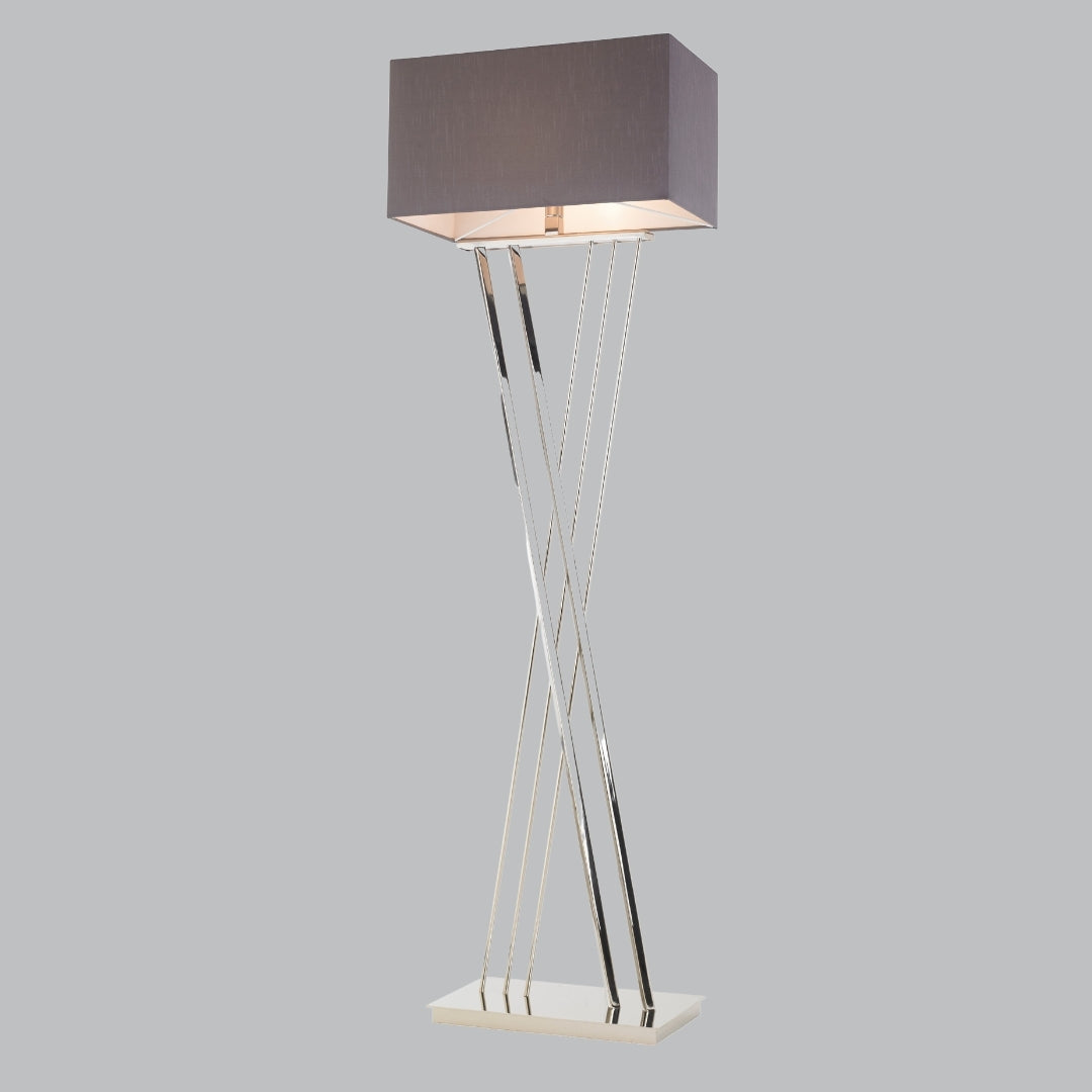 Nomi Polished Nickel Floor Lamp with Grey Shade