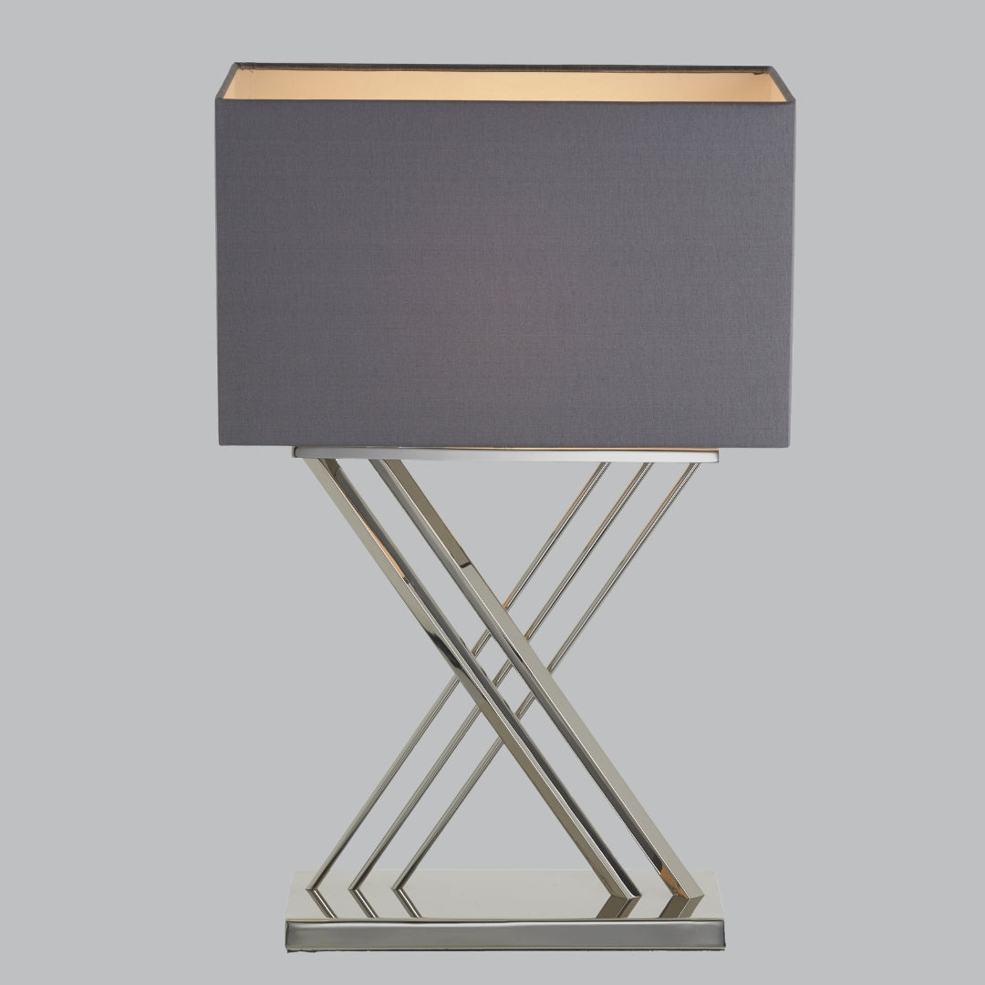 Nomi Polished Nickel Table Lamp with Grey Shade