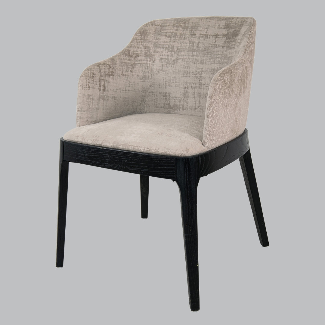 Alune Mushroom Velvet and Black Wood Frame Chair