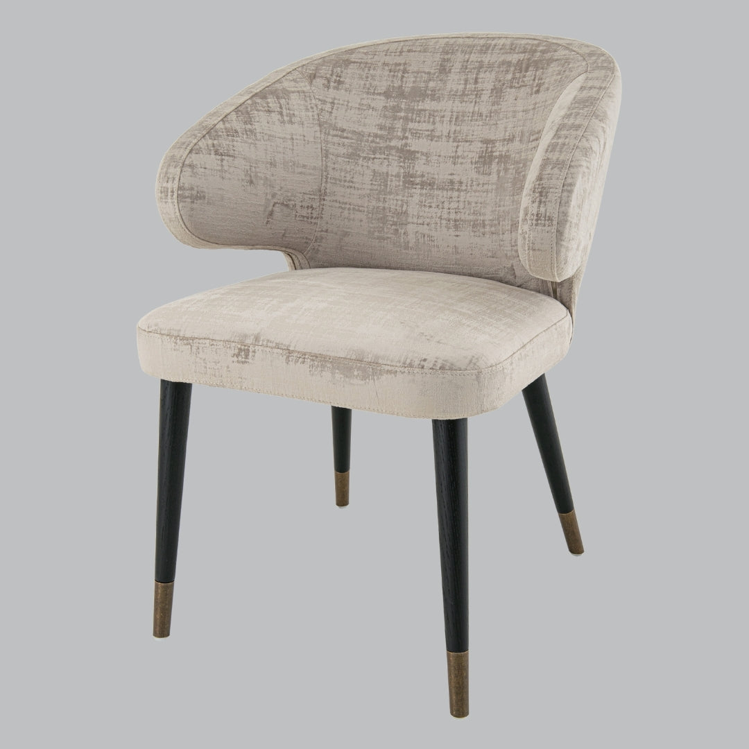 Nivara Luxe Mushroom Chenille Fabric Chair