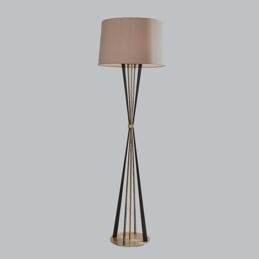 Vian Brass and Bronze Floor Lamp with Brown Shade