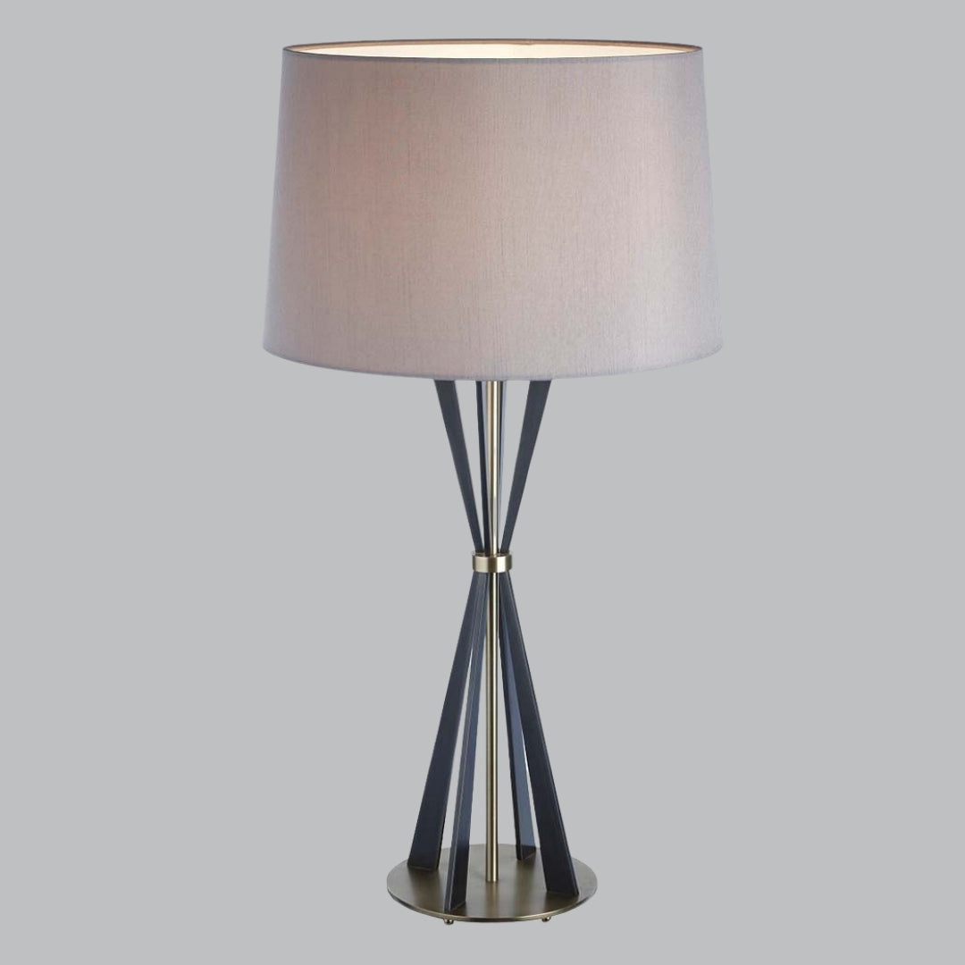 Vian Brass and Bronze Table Lamp with Brown Shade
