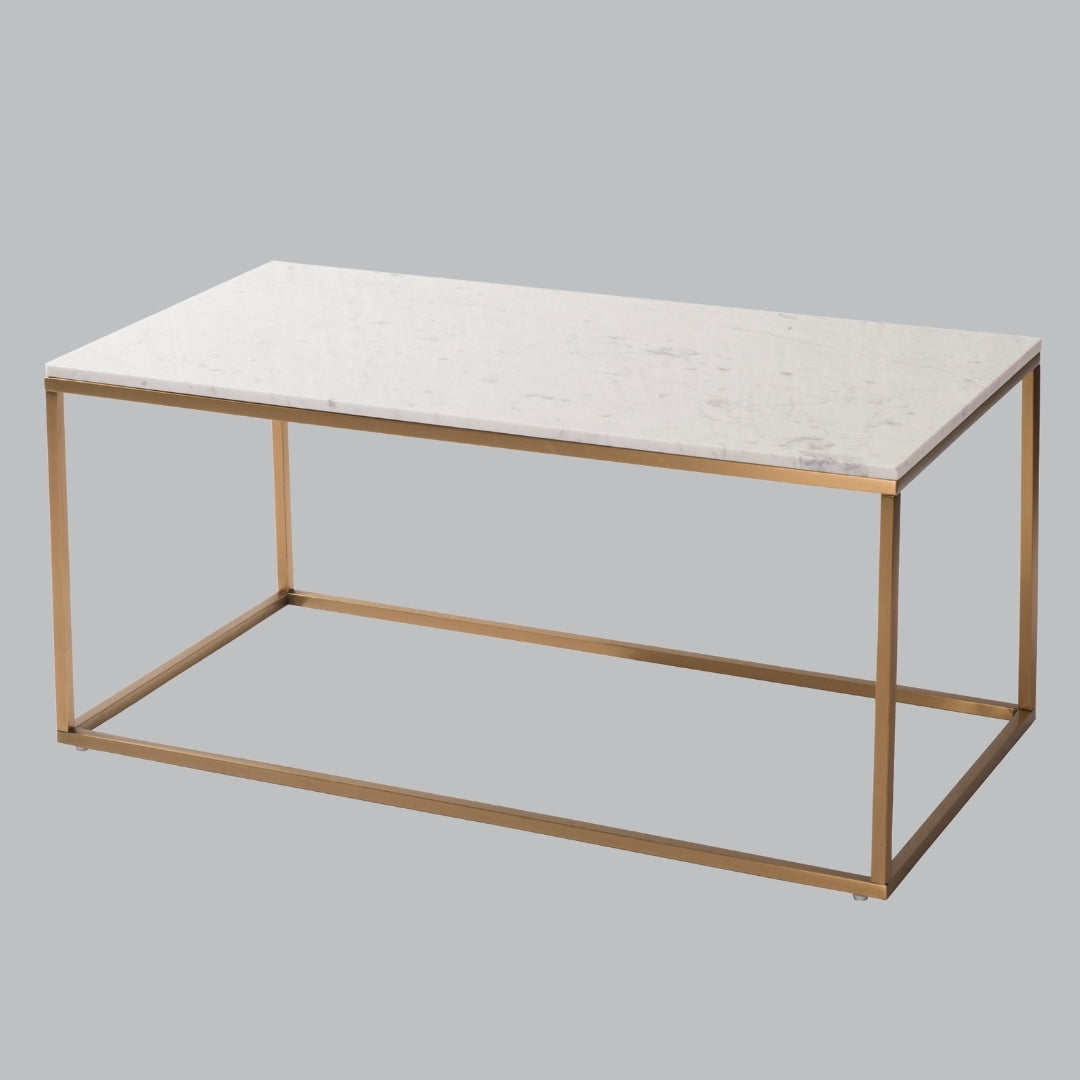 Corin Brushed Gold and White Marble Coffee Table
