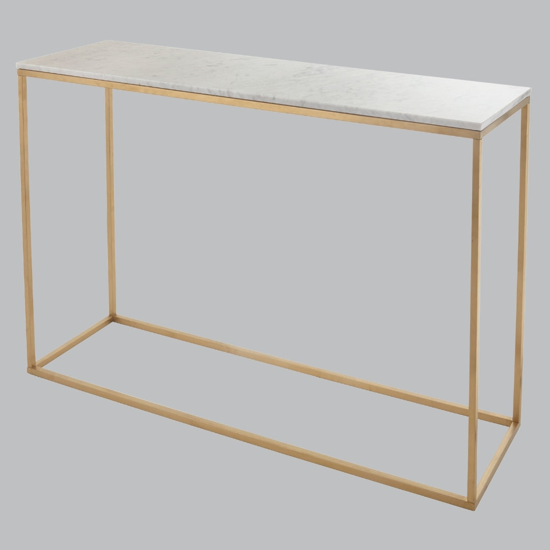 Corin Brushed Gold and White Marble Console Table