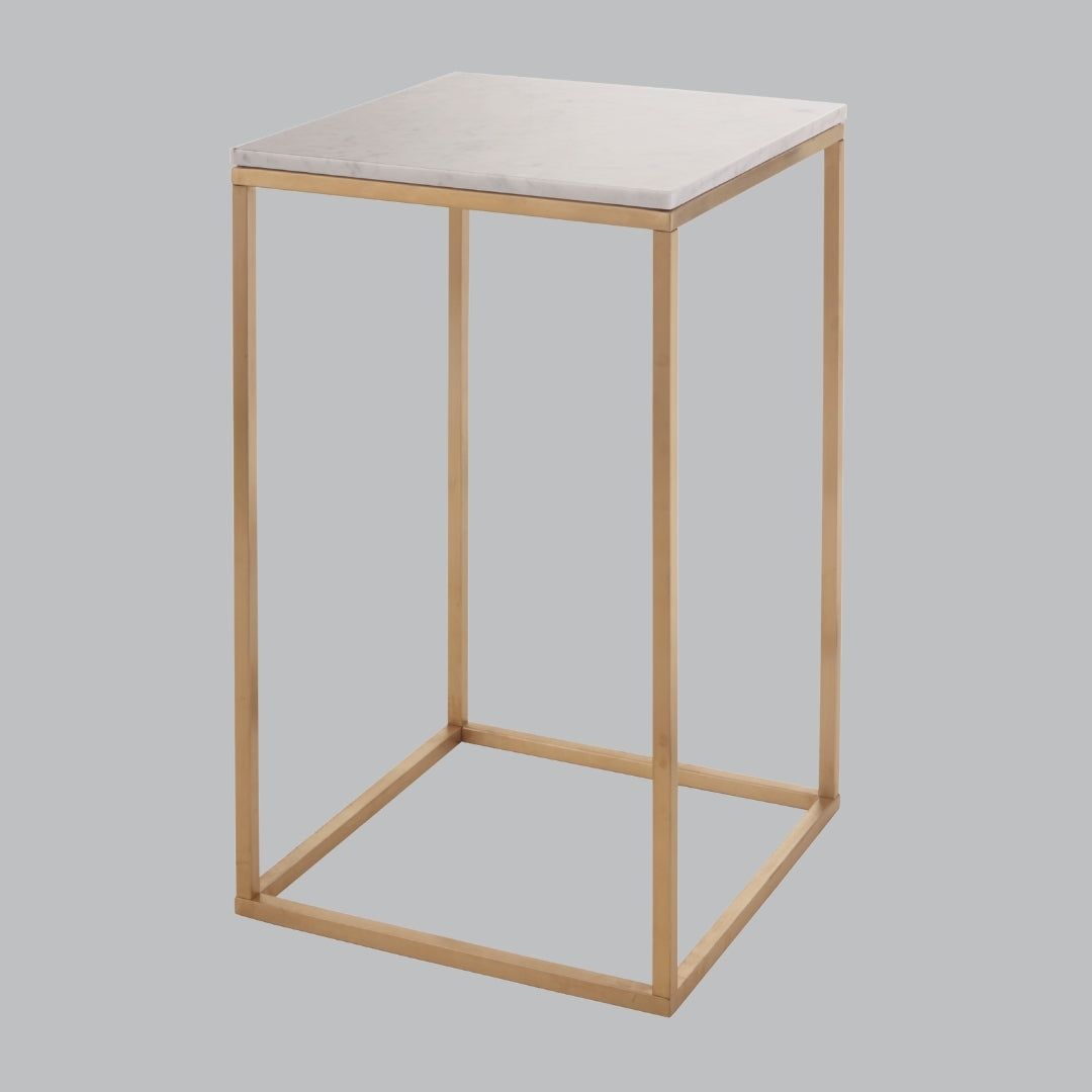 Corin Brushed Gold and White Marble Side Table