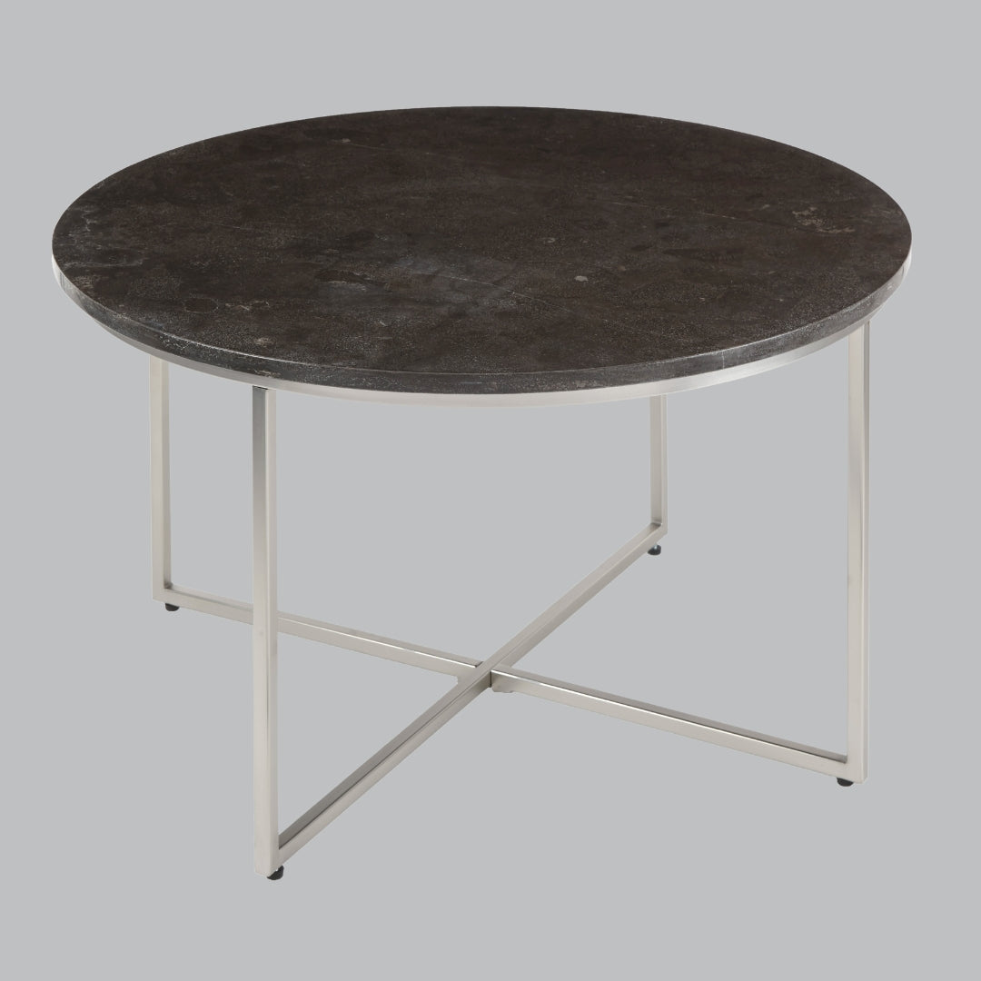 Vesper Black Marble and Brushed Nickel Coffee Table